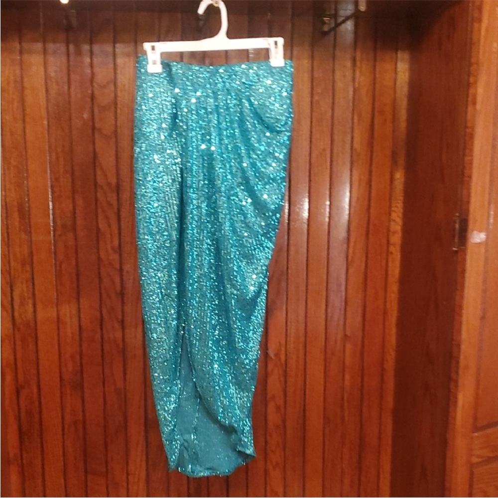 Sparkling Teal Sequin Skirt